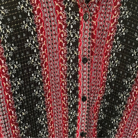 Cash Donna Blouse Lightweight Sparkle Linen Red / Black - Picture 4 of 7